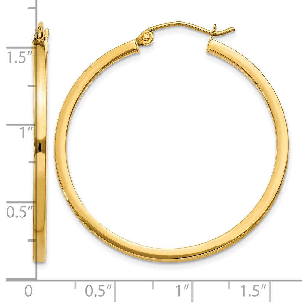 14k 2mm Square Tube Hoop Earrings