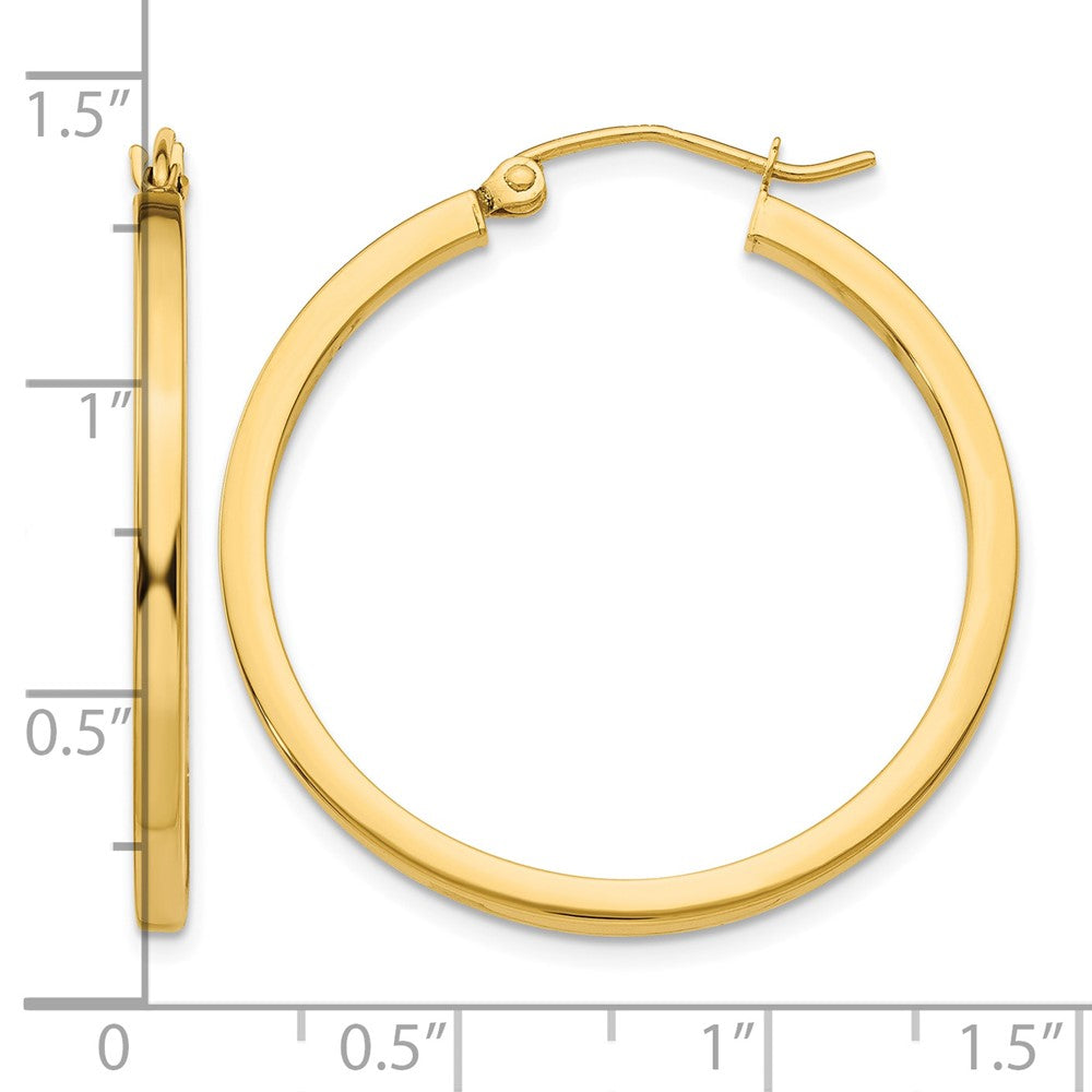 14k 2mm Square Tube Hoop Earrings