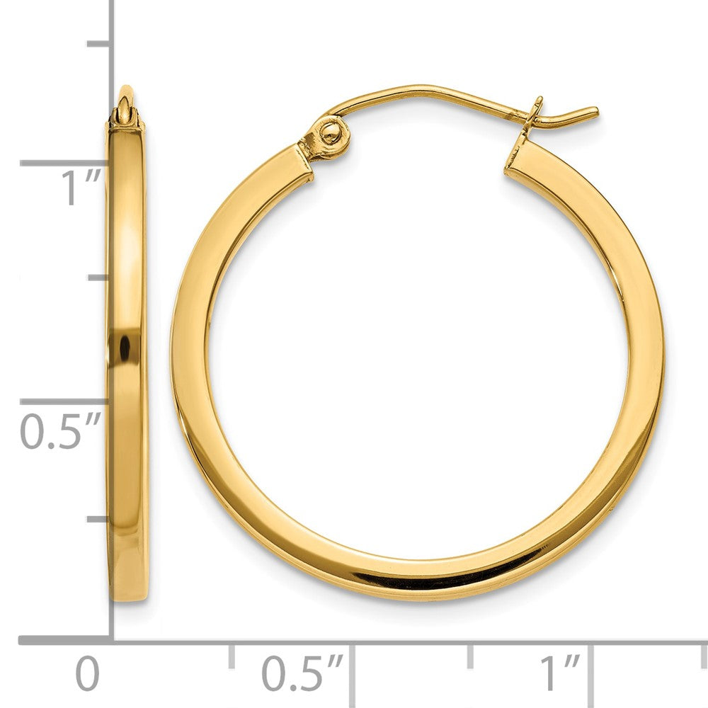 14k 2mm Square Tube Hoop Earrings