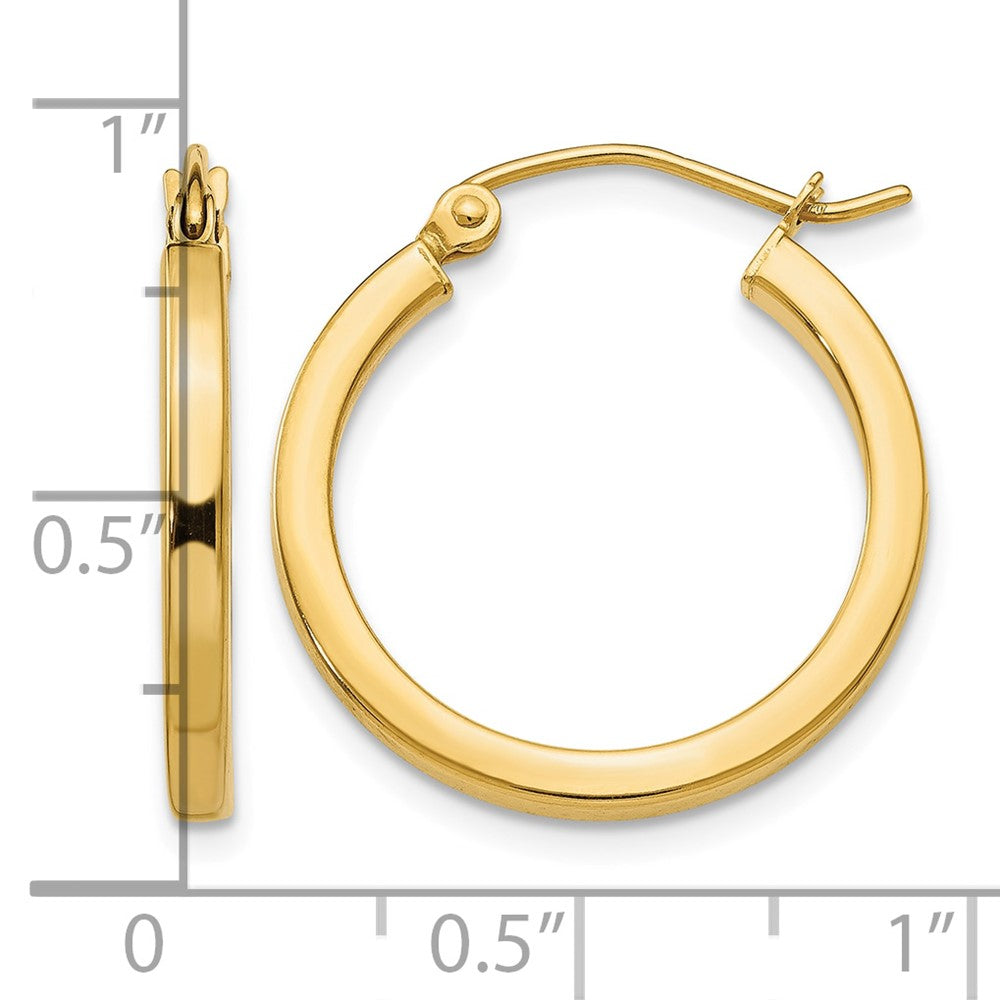 14k 2mm Square Tube Hoop Earrings