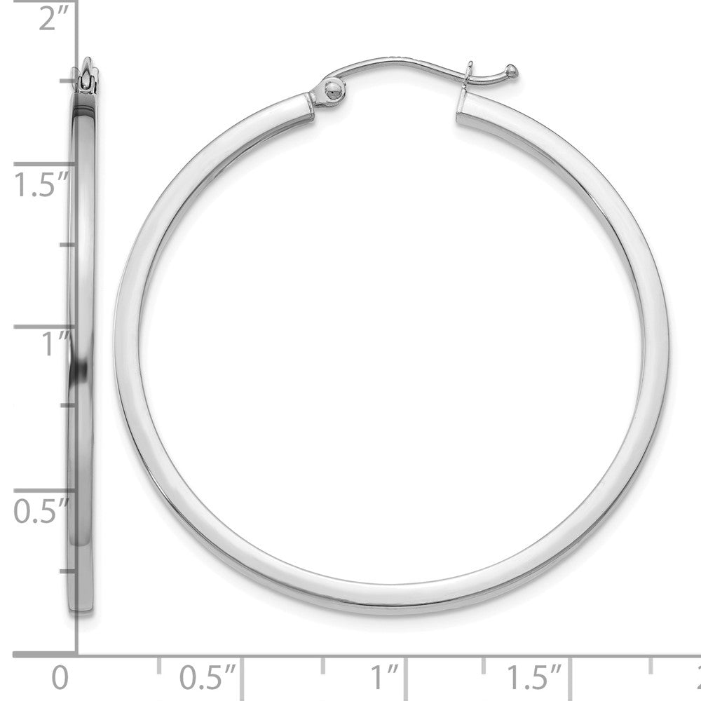 14k White Gold 2mm Square Tube Hoops