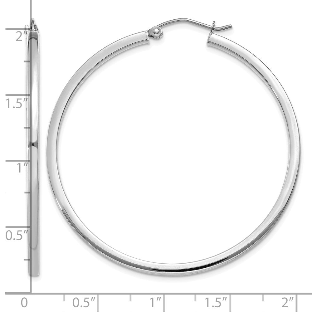 14k White Gold 2mm Square Tube Hoops