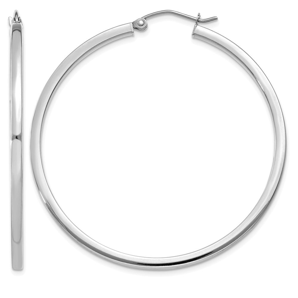 14k White Gold 2mm Square Tube Hoops