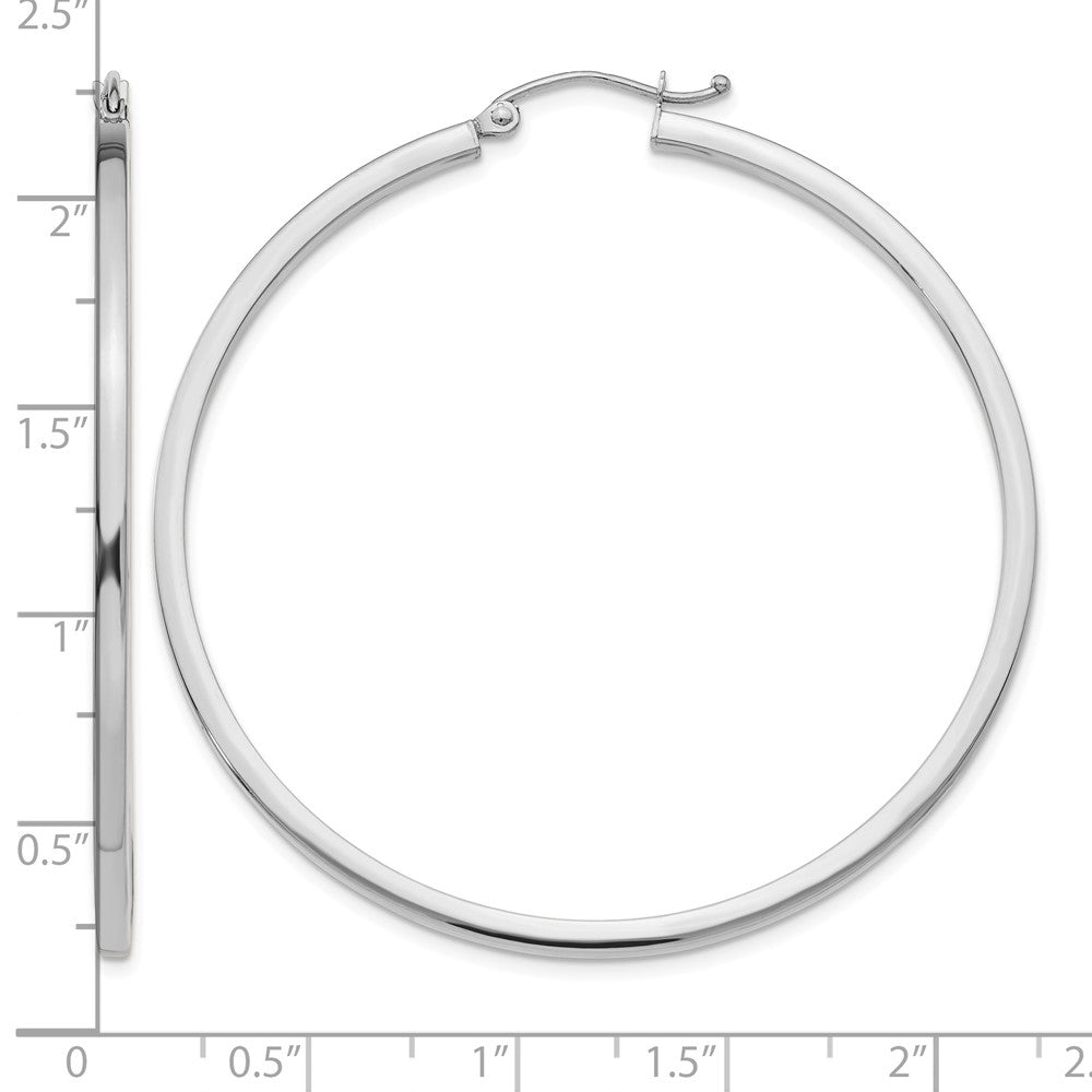 14k White Gold 2mm Square Tube Hoops