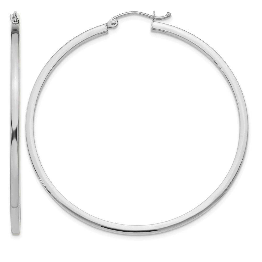 14k White Gold 2mm Square Tube Hoops