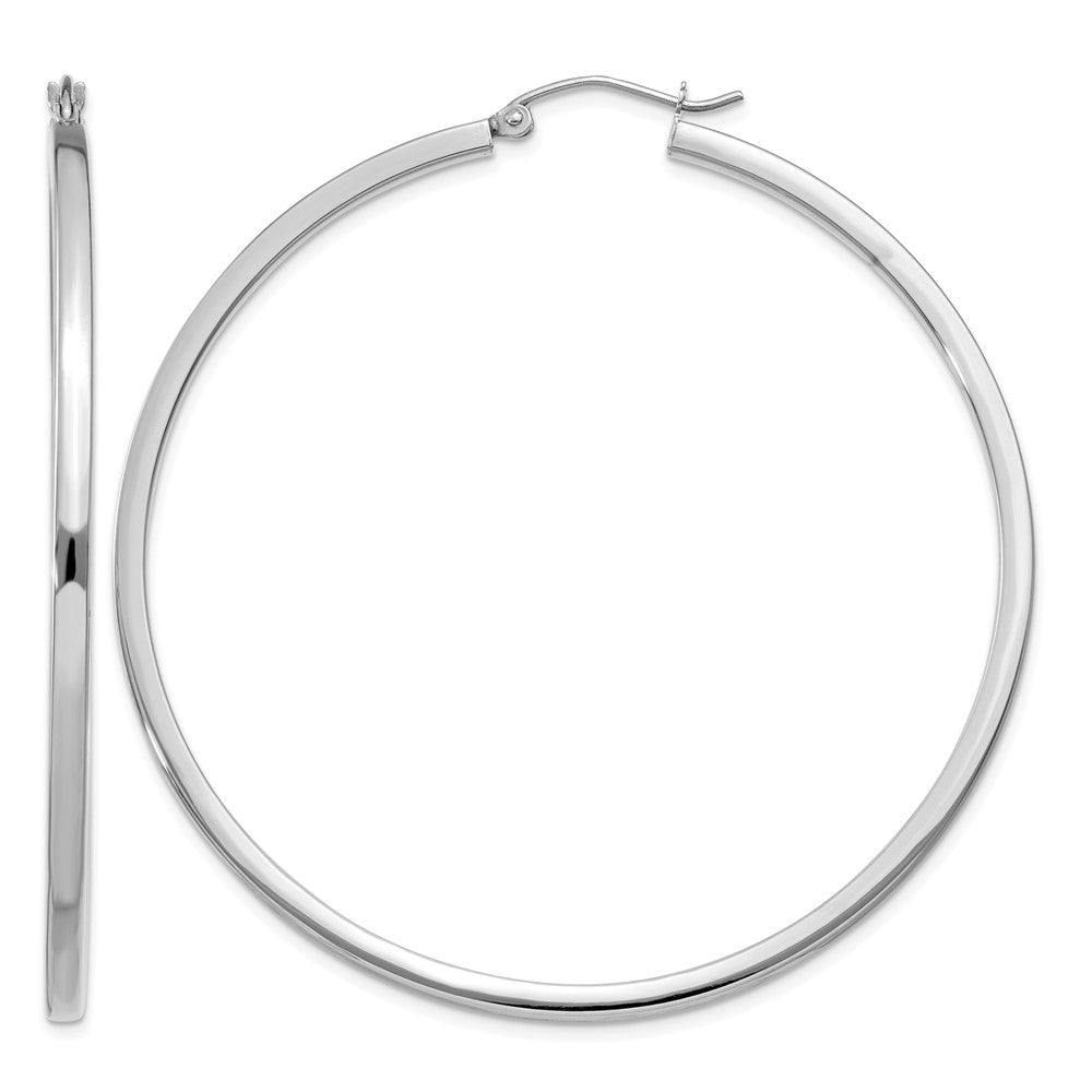 14k White Gold 2mm Square Tube Hoops