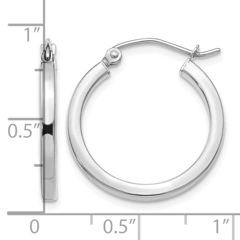 14k White Gold 2mm Square Tube Hoops