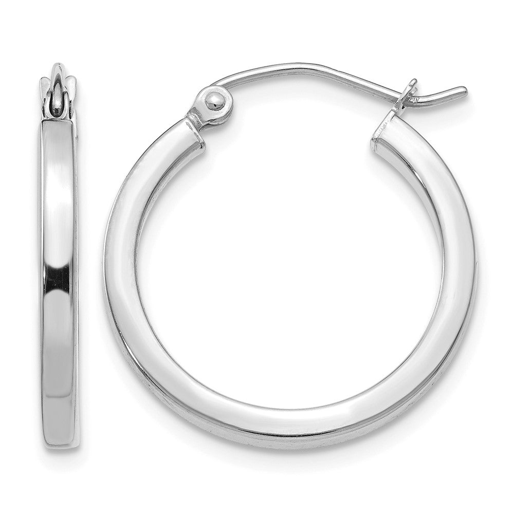 14k White Gold 2mm Square Tube Hoops