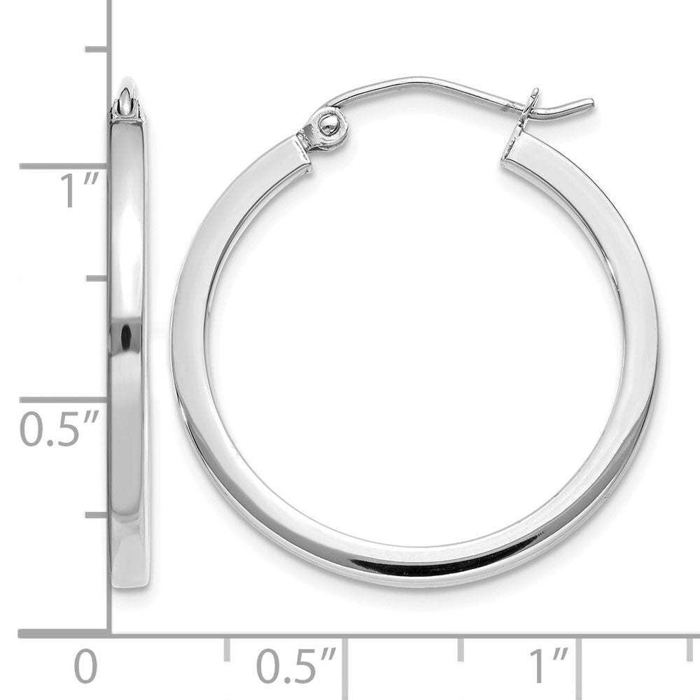 14k White Gold 2mm Square Tube Hoops