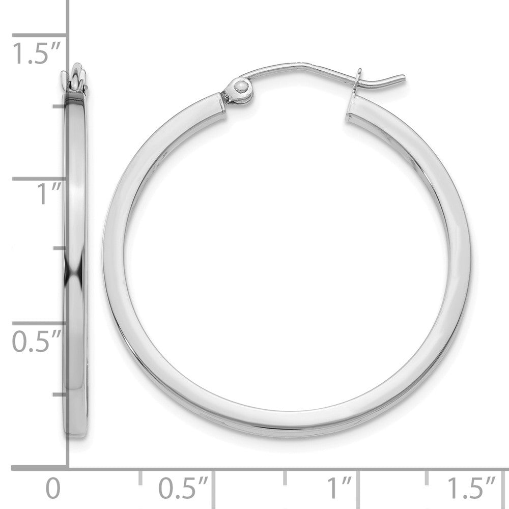 14k White Gold 2mm Square Tube Hoops