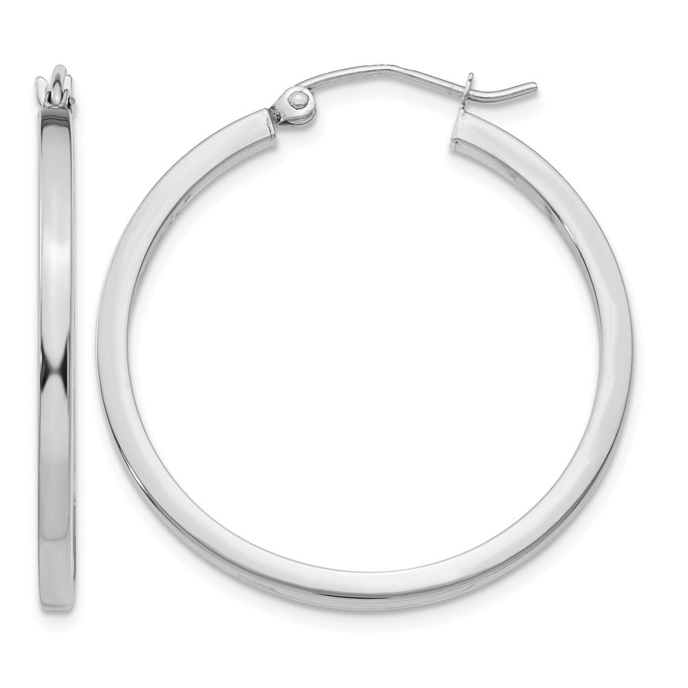 14k White Gold 2mm Square Tube Hoops