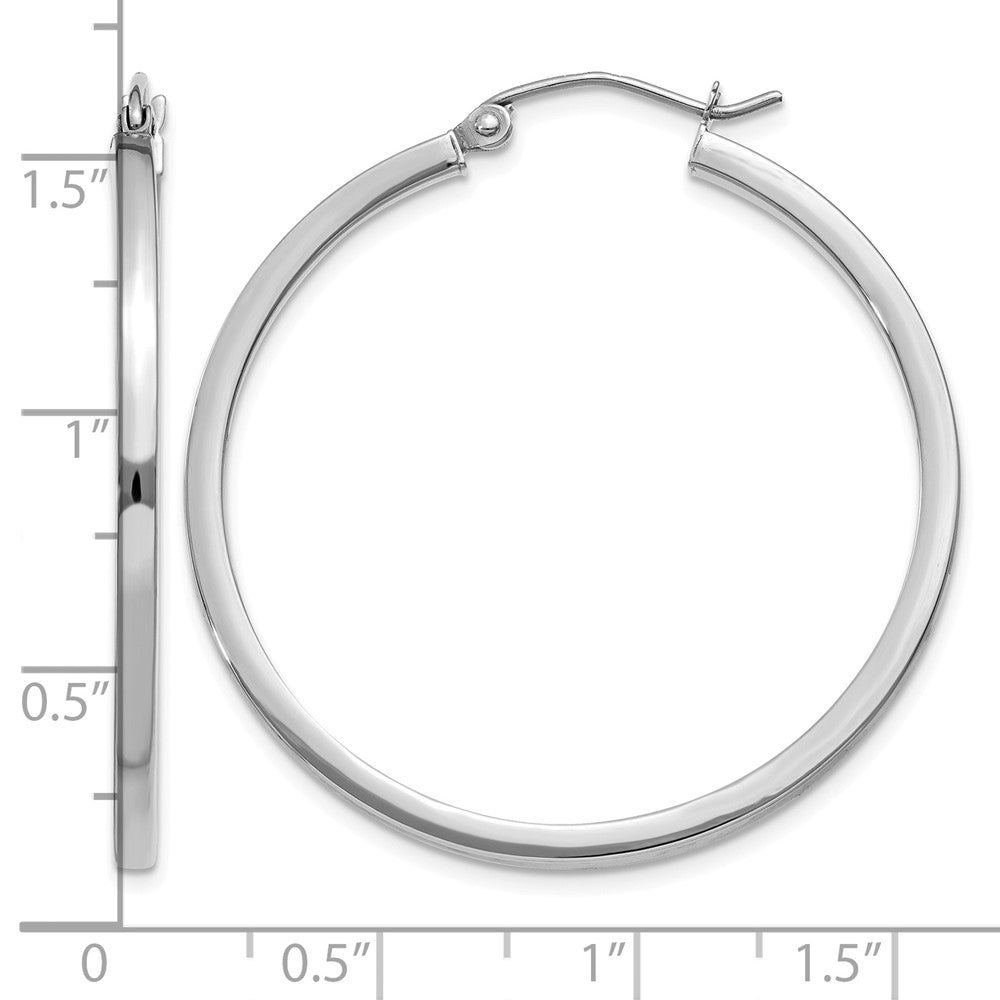 14k White Gold 2mm Square Tube Hoops