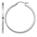 14k White Gold 2mm Square Tube Hoops