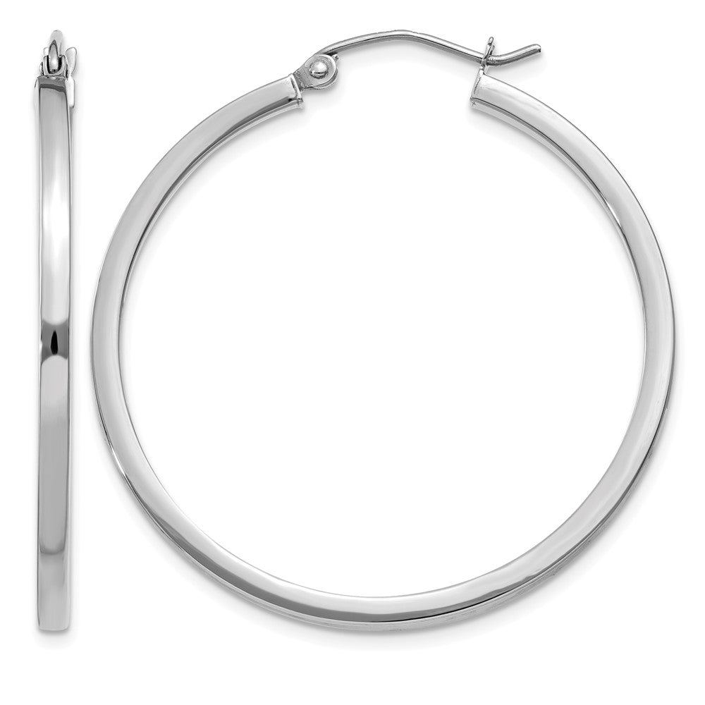 14k White Gold 2mm Square Tube Hoops
