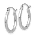 14k White Gold Polished 2x17.5mm Tube Hoop Earrings