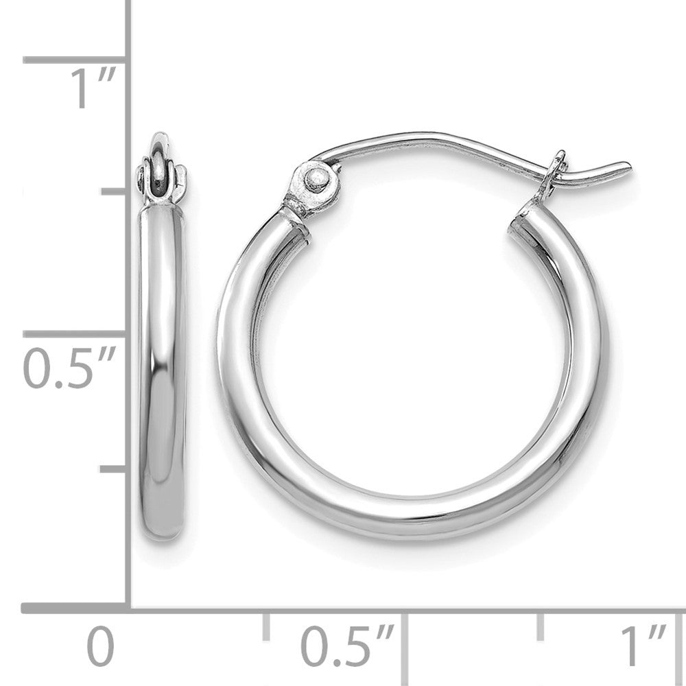 14k White Gold Polished 2x17.5mm Tube Hoop Earrings