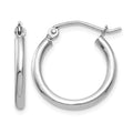 14k White Gold Polished 2x17.5mm Lightweight Tube Hoop Earrings