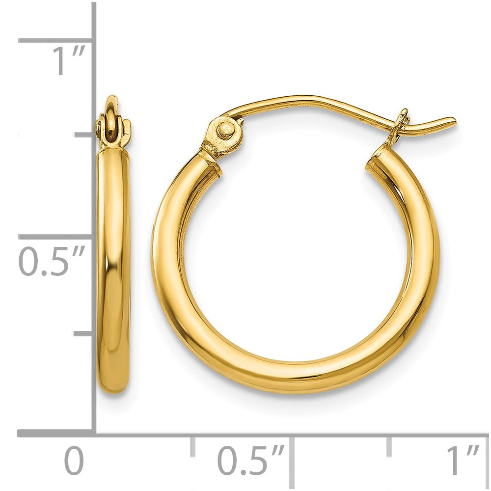 14k Polished 2x17.5mm Tube Hoop Earrings