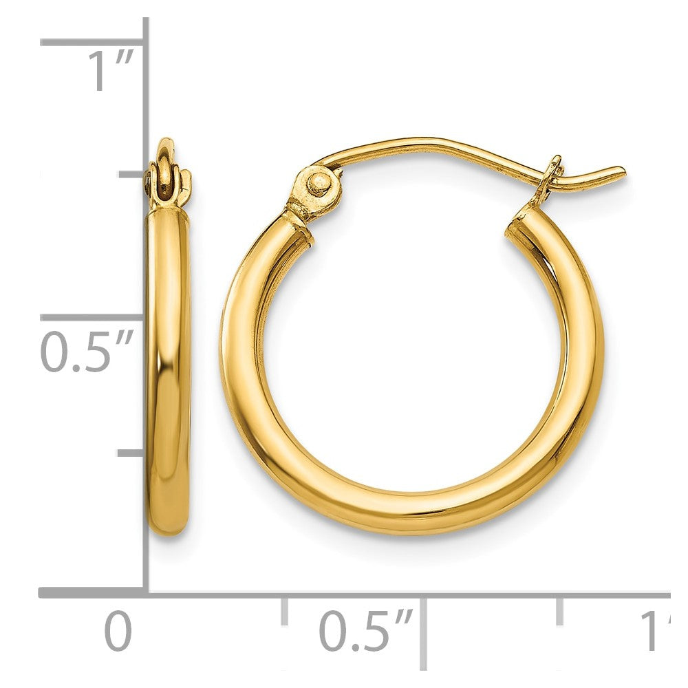 14k Polished 2x17.5mm Lightweight Tube Hoop Earrings