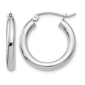14K White Gold Polished 3mm Tube Hoop Earrings