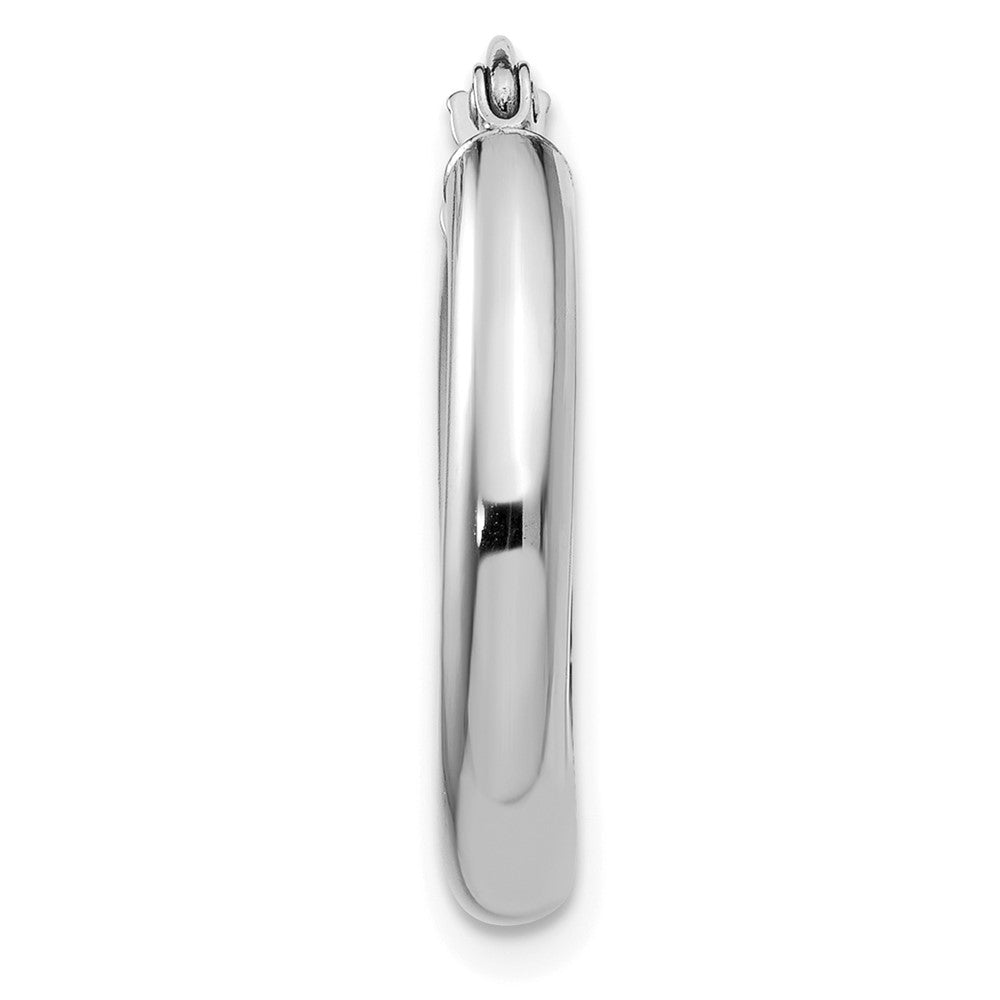 Single 14K White Gold Polished 3mm Lightweight Tube Hoop Earring