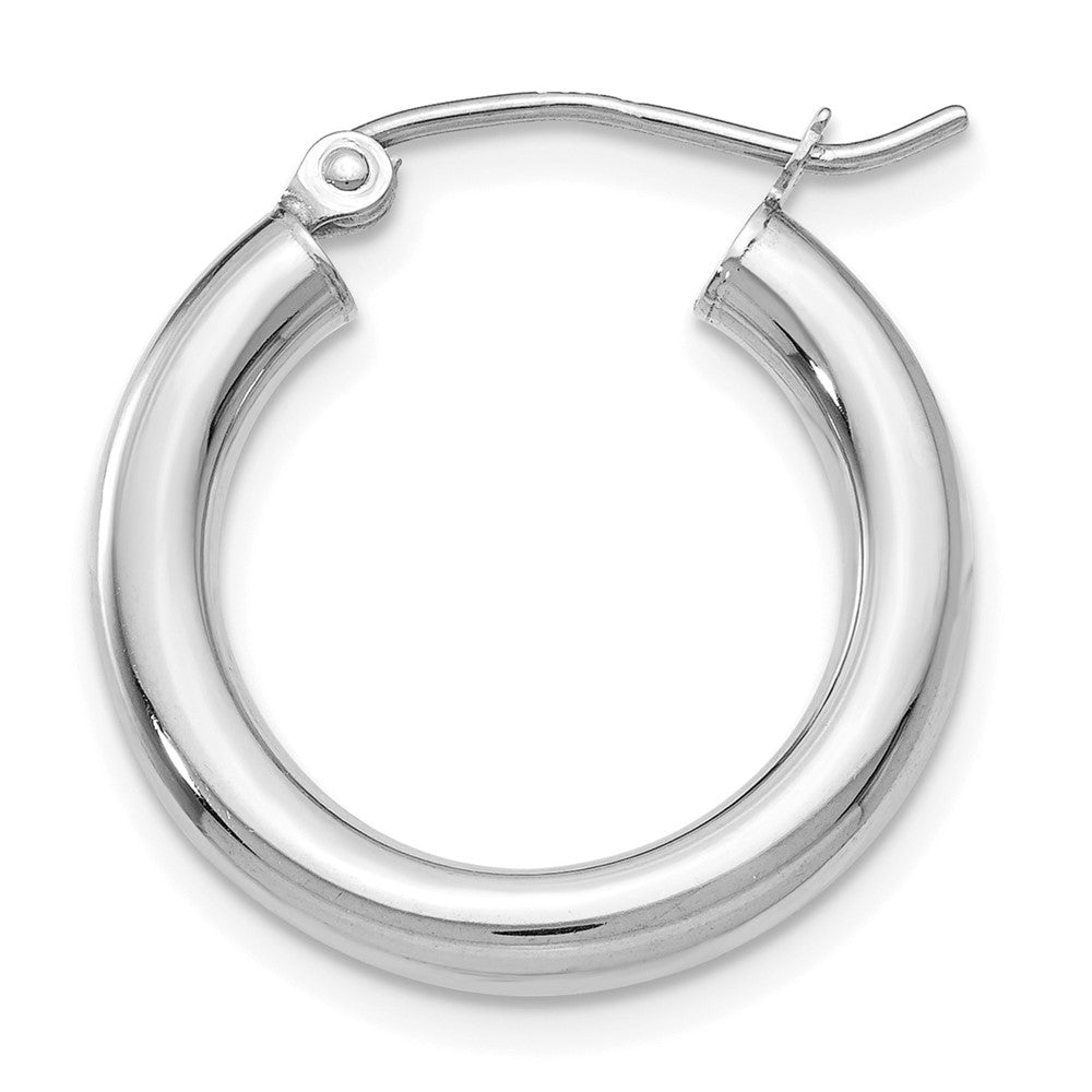 Single 14K White Gold Polished 3mm Lightweight Tube Hoop Earring