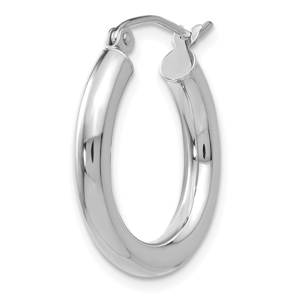 Single 14K White Gold Polished 3mm Lightweight Tube Hoop Earring