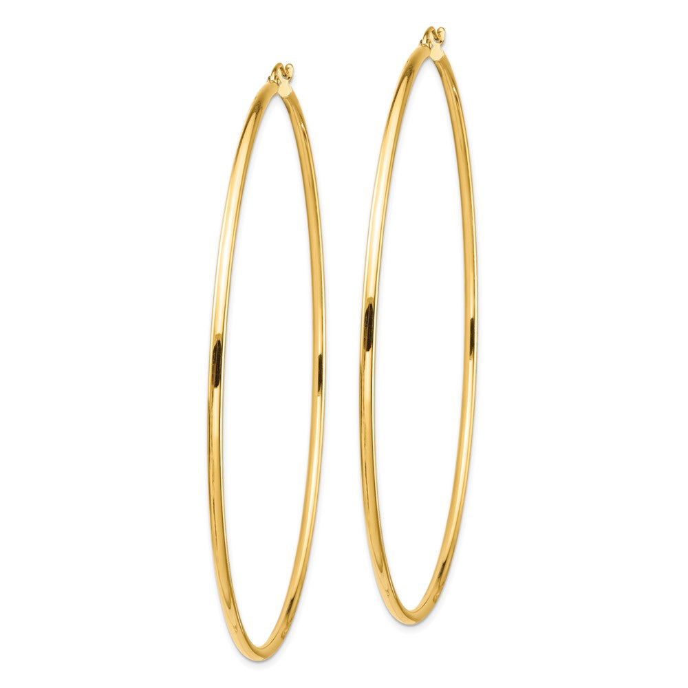 14k Polished 2x80mm Tube Hoop Earrings
