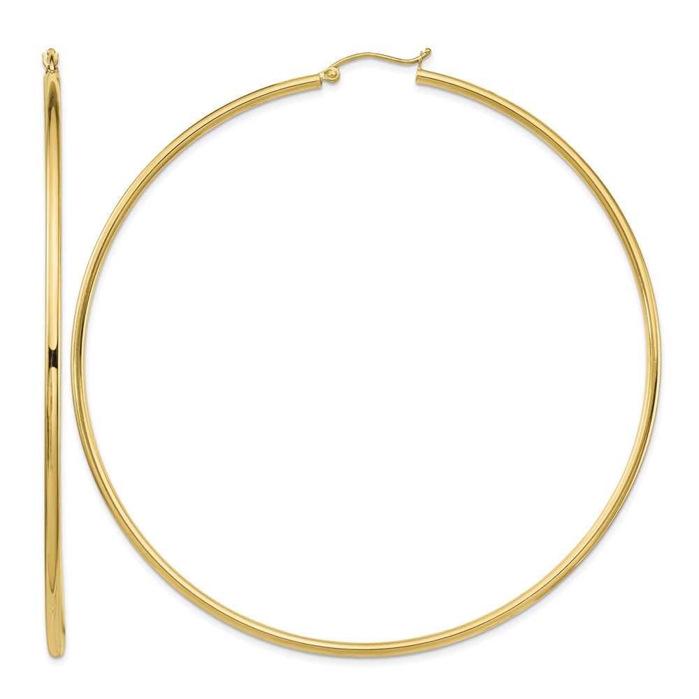 14k Polished 2x80mm Tube Hoop Earrings