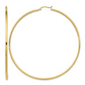 14k Polished 2x80mm Tube Hoop Earrings