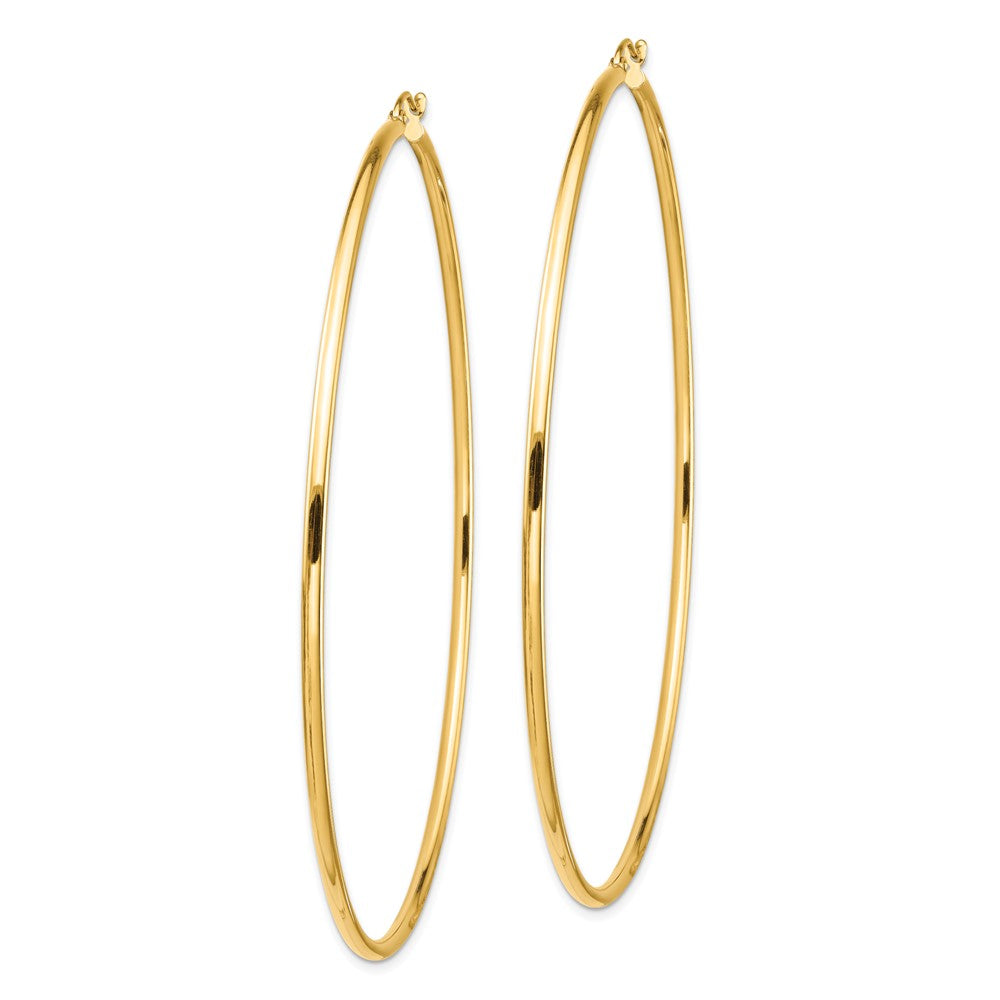 14k Polished 2x80mm Lightweight Tube Hoop Earrings