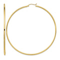 14k Polished 2x80mm Lightweight Tube Hoop Earrings