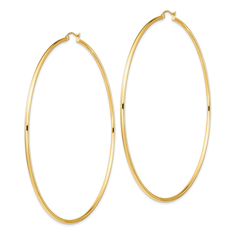 14k Polished 2x90mm Tube Hoop Earrings