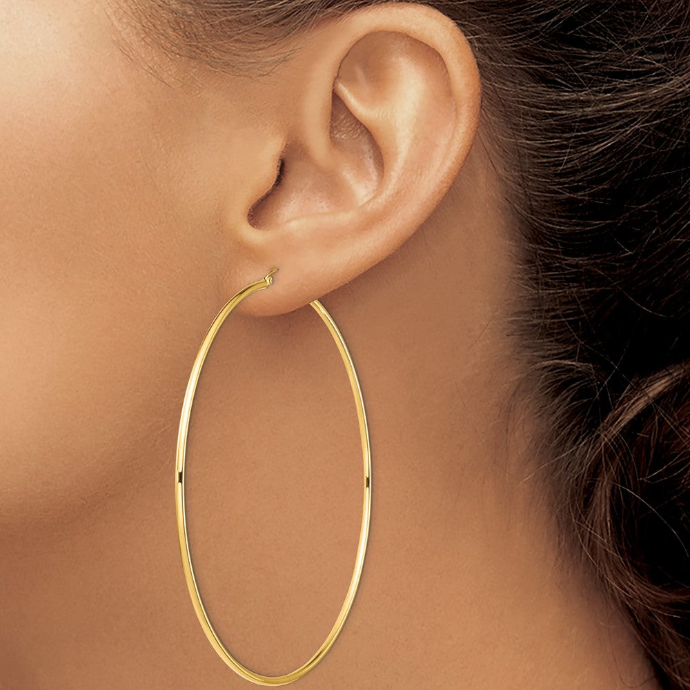 14k Polished 2x90mm Tube Hoop Earrings