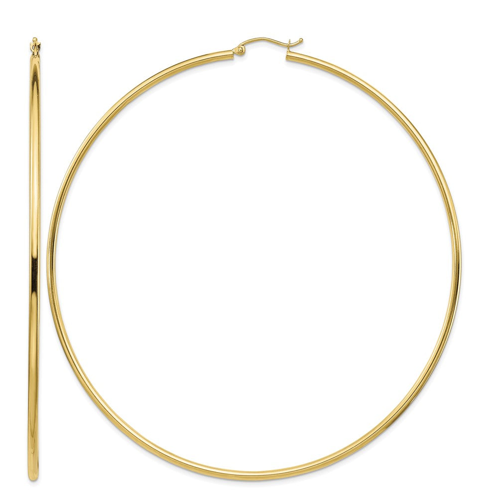 14k Polished 2x90mm Tube Hoop Earrings