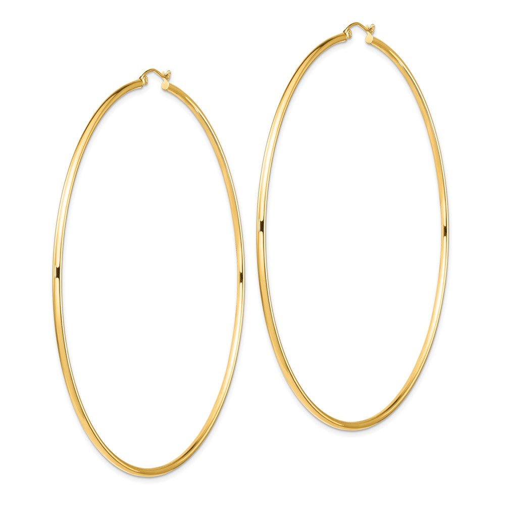 14k Polished 2x90mm Lightweight Tube Hoop Earrings