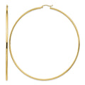 14k Polished 2x90mm Lightweight Tube Hoop Earrings