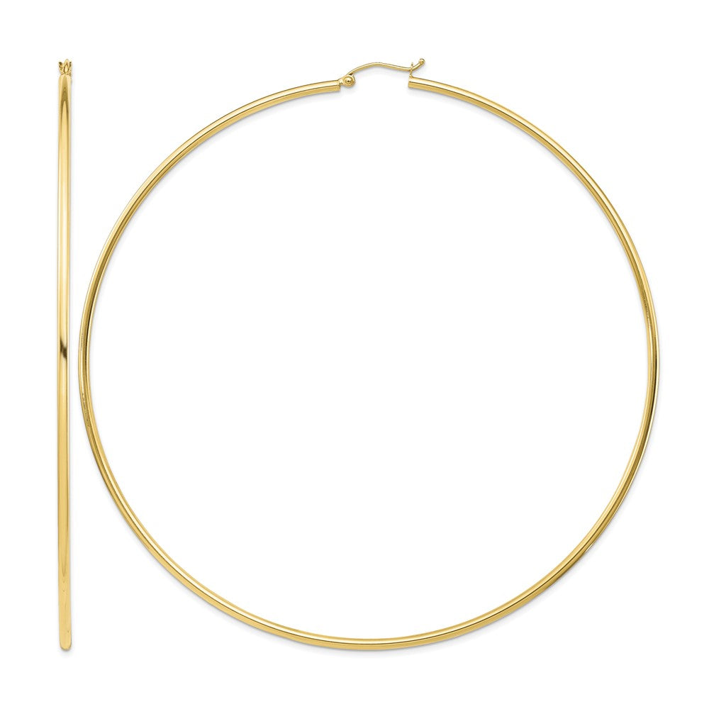 14k Polished 2x100mm Tube Hoop Earrings