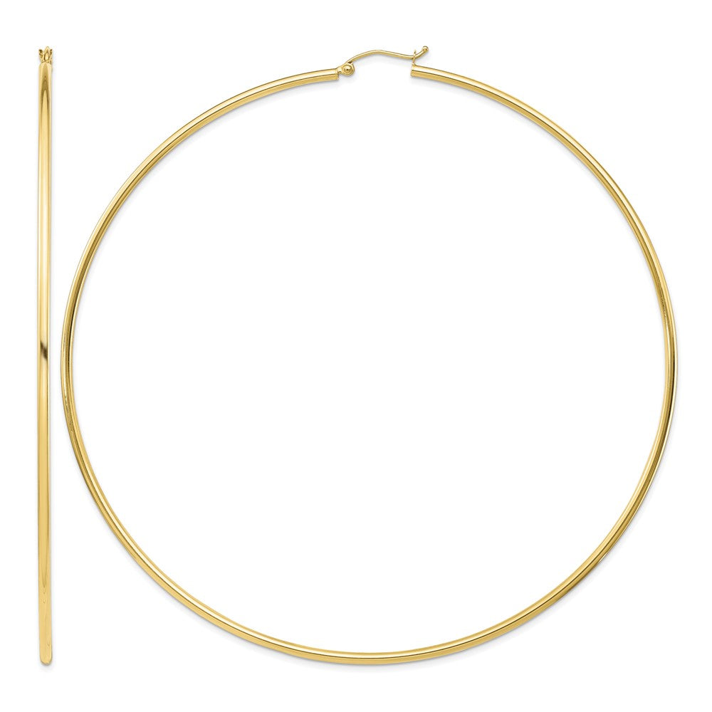 14k Polished 2x100mm Lightweight Tube Hoop Earrings