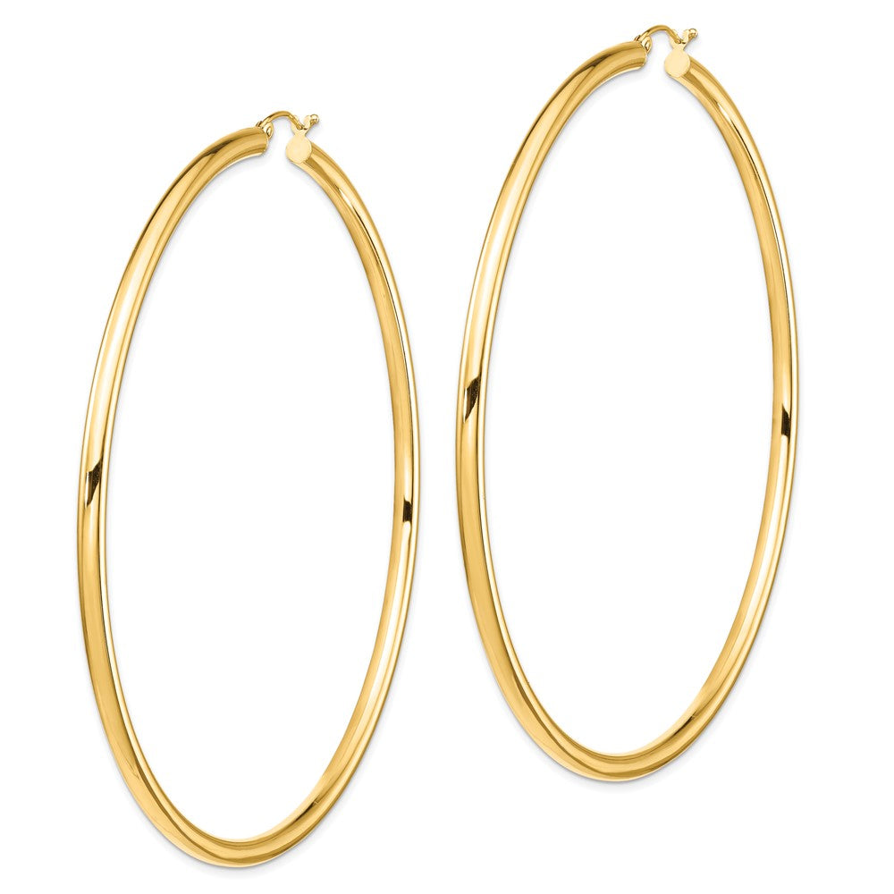 14k Polished 3x80mm Tube Hoop Earrings