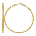 14k Polished 3x80mm Tube Hoop Earrings