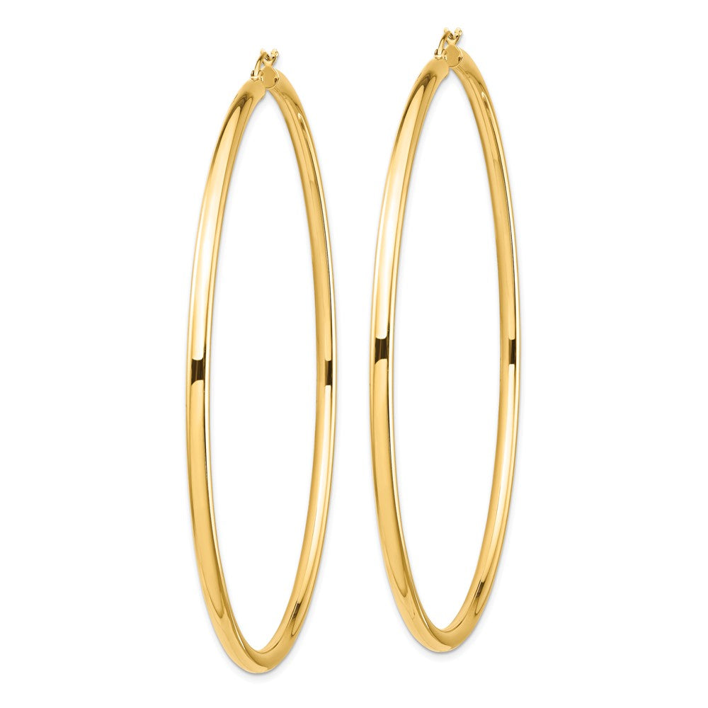14k Polished 3x80mm Lightweight Tube Hoop Earrings