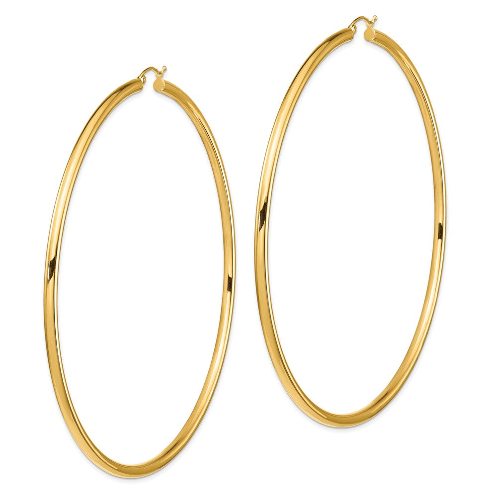 14k Polished 3x90mm Tube Hoop Earrings