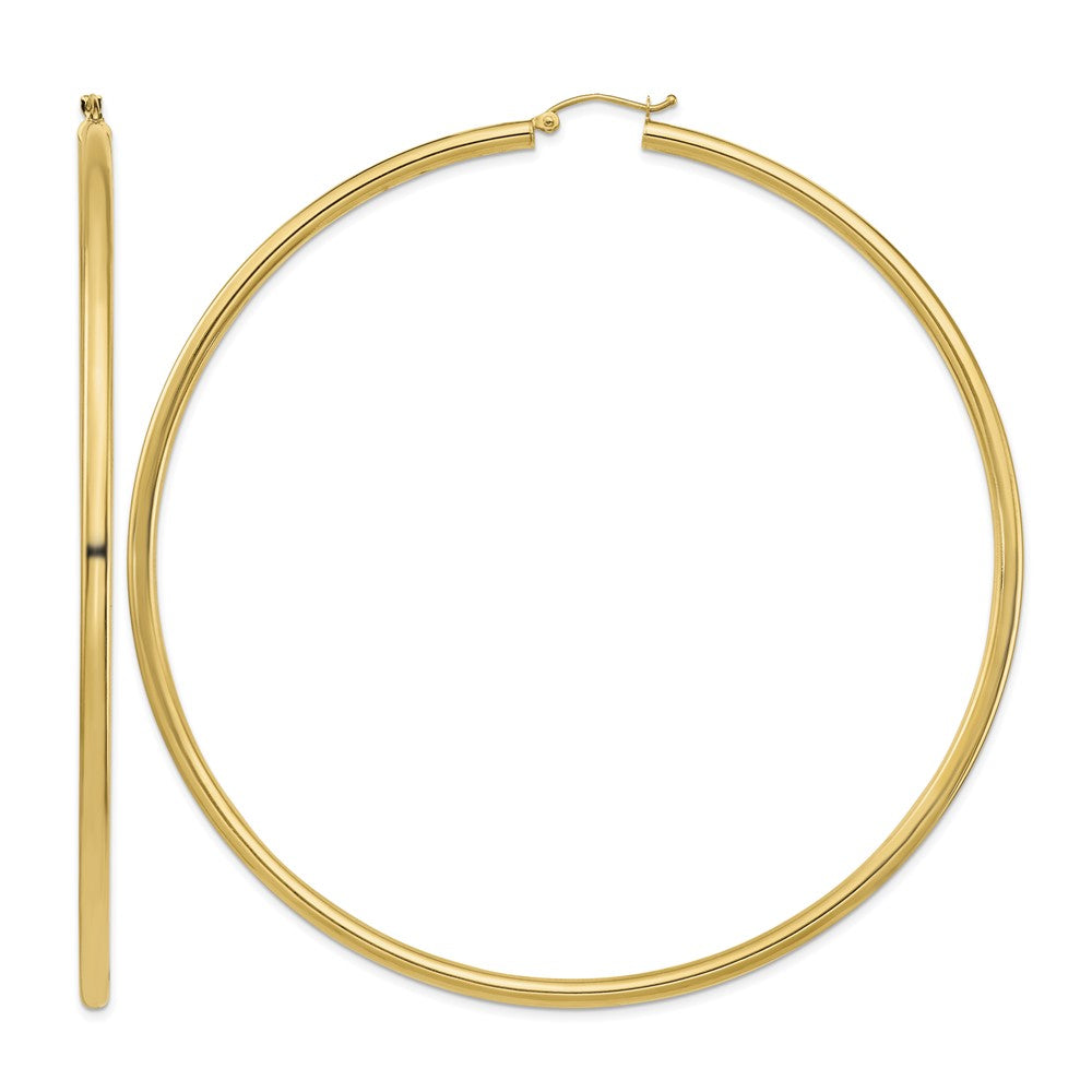 14k Polished 3x90mm Tube Hoop Earrings