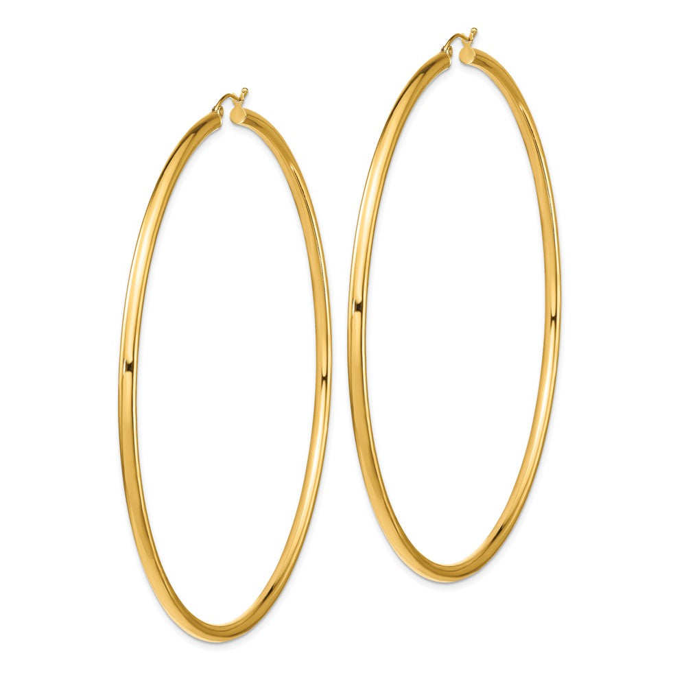 14k Polished 3x90mm Lightweight Tube Hoop Earrings