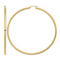14k Polished 3x90mm Lightweight Tube Hoop Earrings
