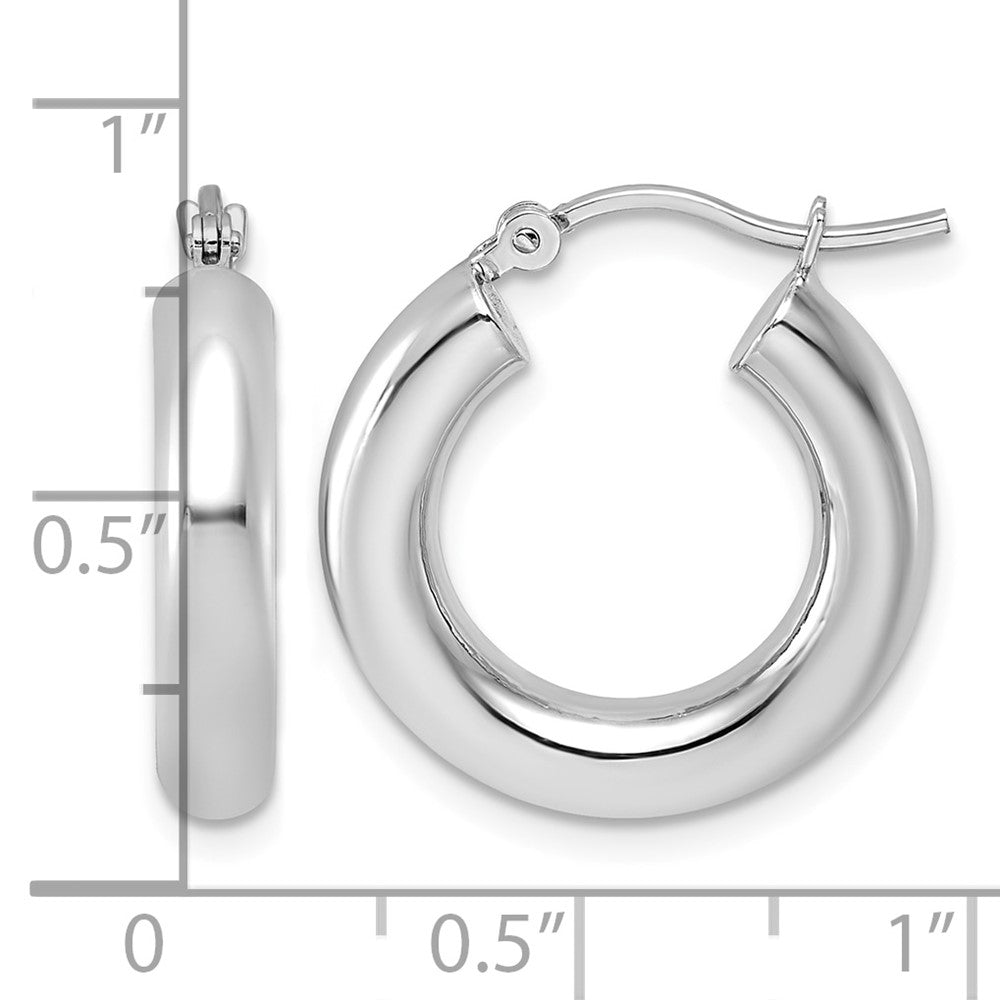 14k White Gold Polished 4mm x 20mm Lightweight Tube Earrings