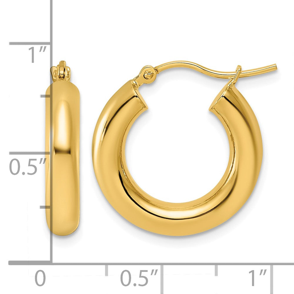 14k Polished 4mm Tube Hoop Earrings