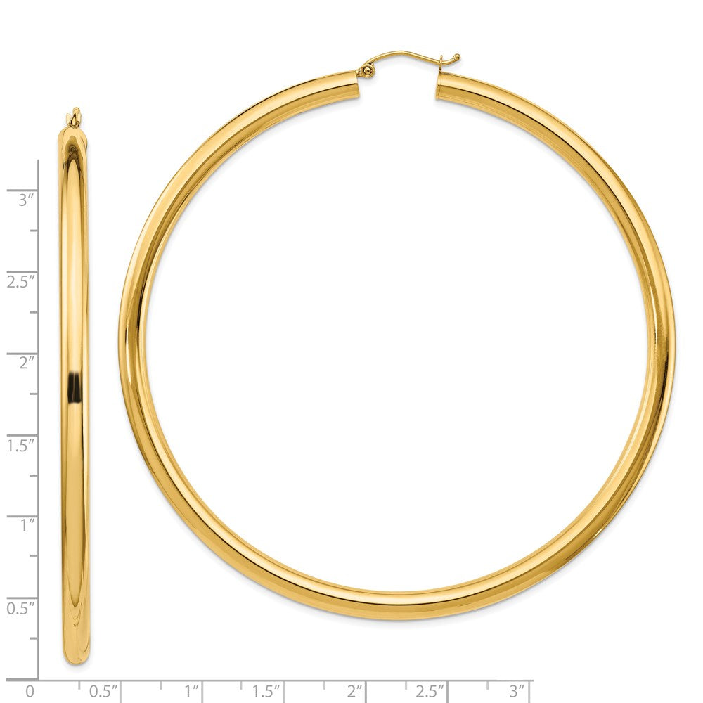 14k Polished 4x80mm Tube Hoop Earrings