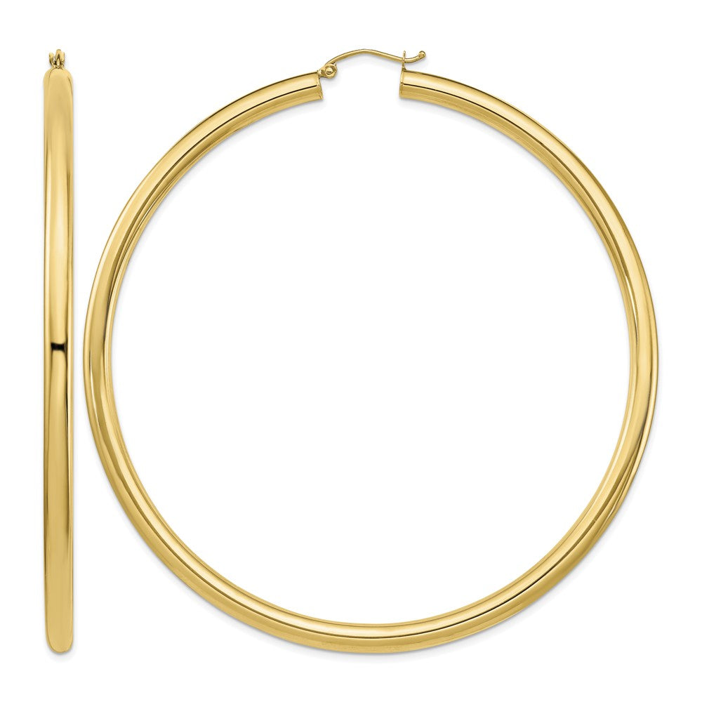 14k Polished 4x80mm Lightweight Tube Hoop Earrings